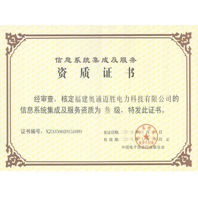 信息系统集成及服务三级资质